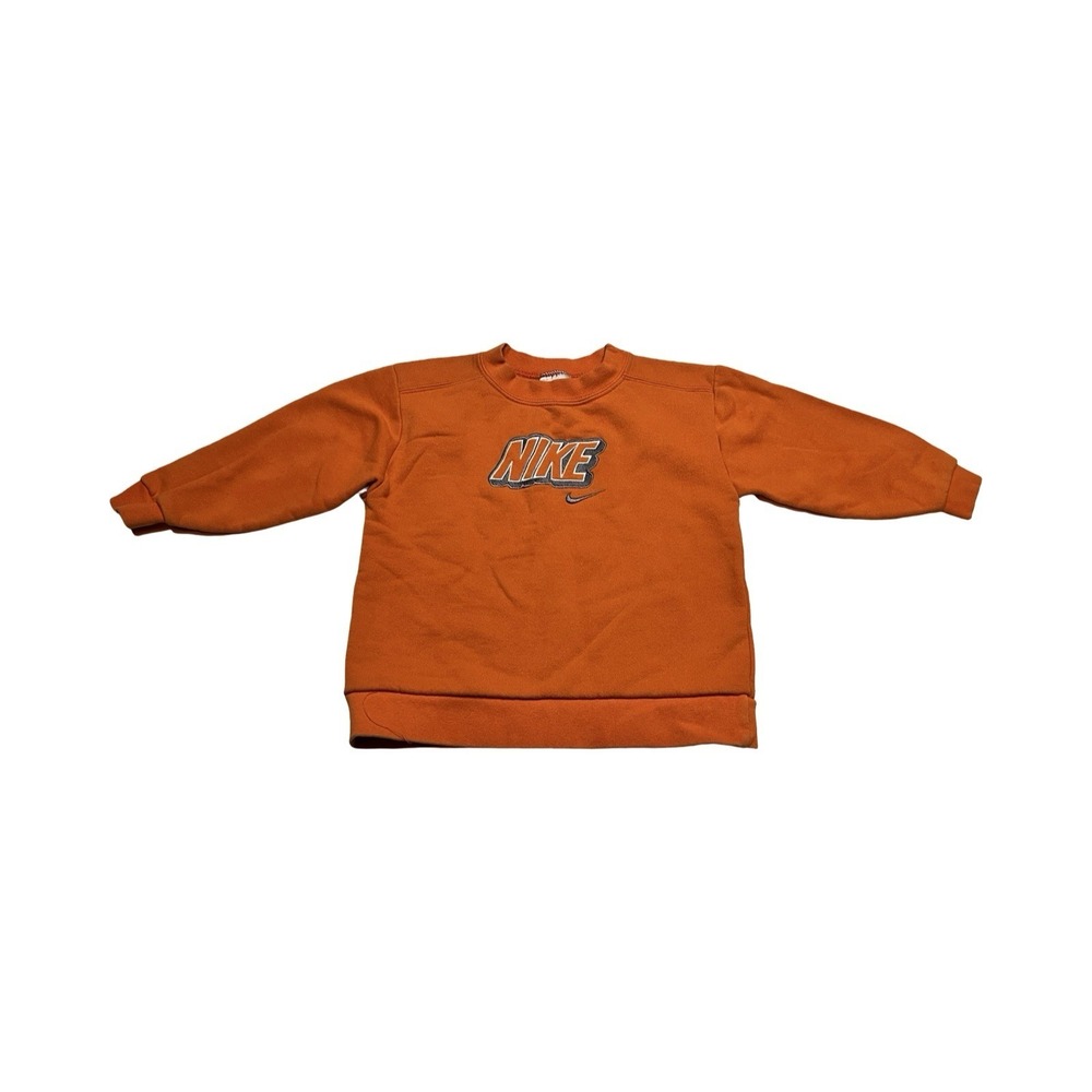 Nike Vtg Burnt Orange Embroidered Logo Crewneck Sweatshirt Pullover Kids 4T
